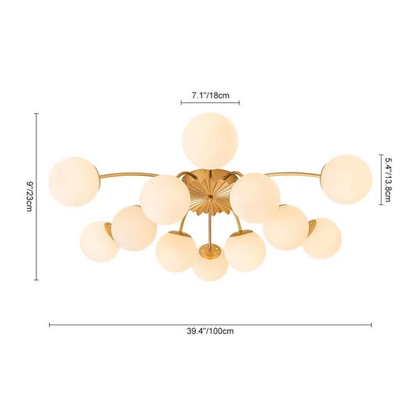 Carren Sputnik Glass Semi Flush Mount Light