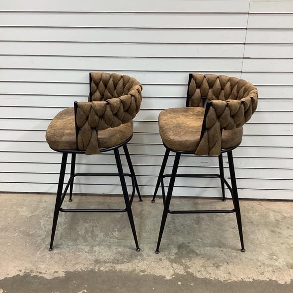 George Bar Stools Set Of 2 Counter Height Velvet Upholstered Modern Barstools