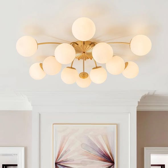 Carren Sputnik Glass Semi Flush Mount Light