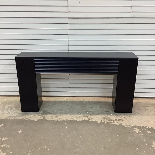 FABATO 61'' Fluted Long Console Table with 2 Hidden Storage Cabinets for Entrance, Hallway, Living Room, Foyer, Black