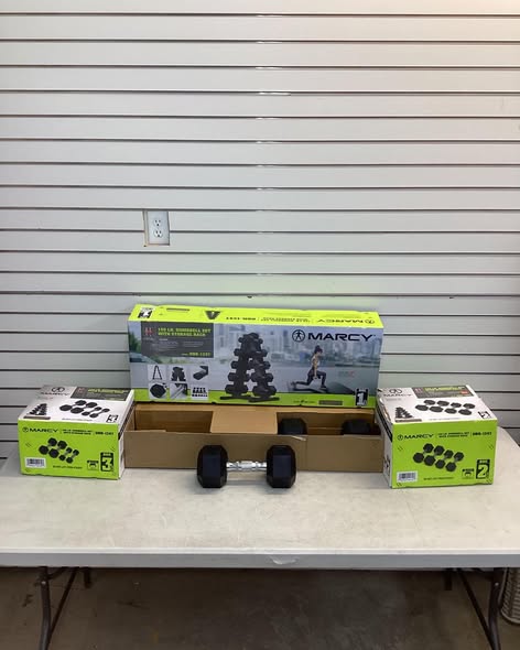 Marcy 150 lb. Rubber Hex Dumbbell Set with Rack