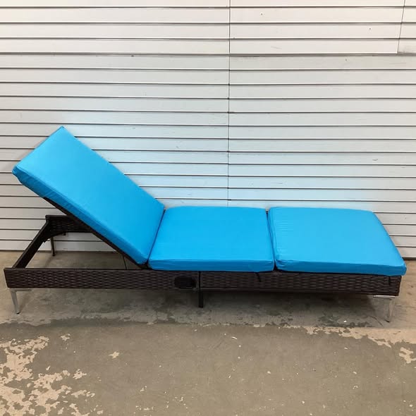 Homrest 2PCS Patio Rattan Chaise Lounge Chair Outdoor Wicker Recliner Thickened Cushion Stepless Adjustable with Gas Cylinder