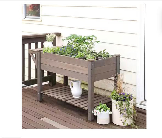 aivituvin Raised Garden Bed with Large Storage Shelf Wooden Herb Planter