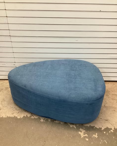 44 in. Wide Modern Blue Cheese Block Design Cotton Home Triangle Cocktail Ottoman
