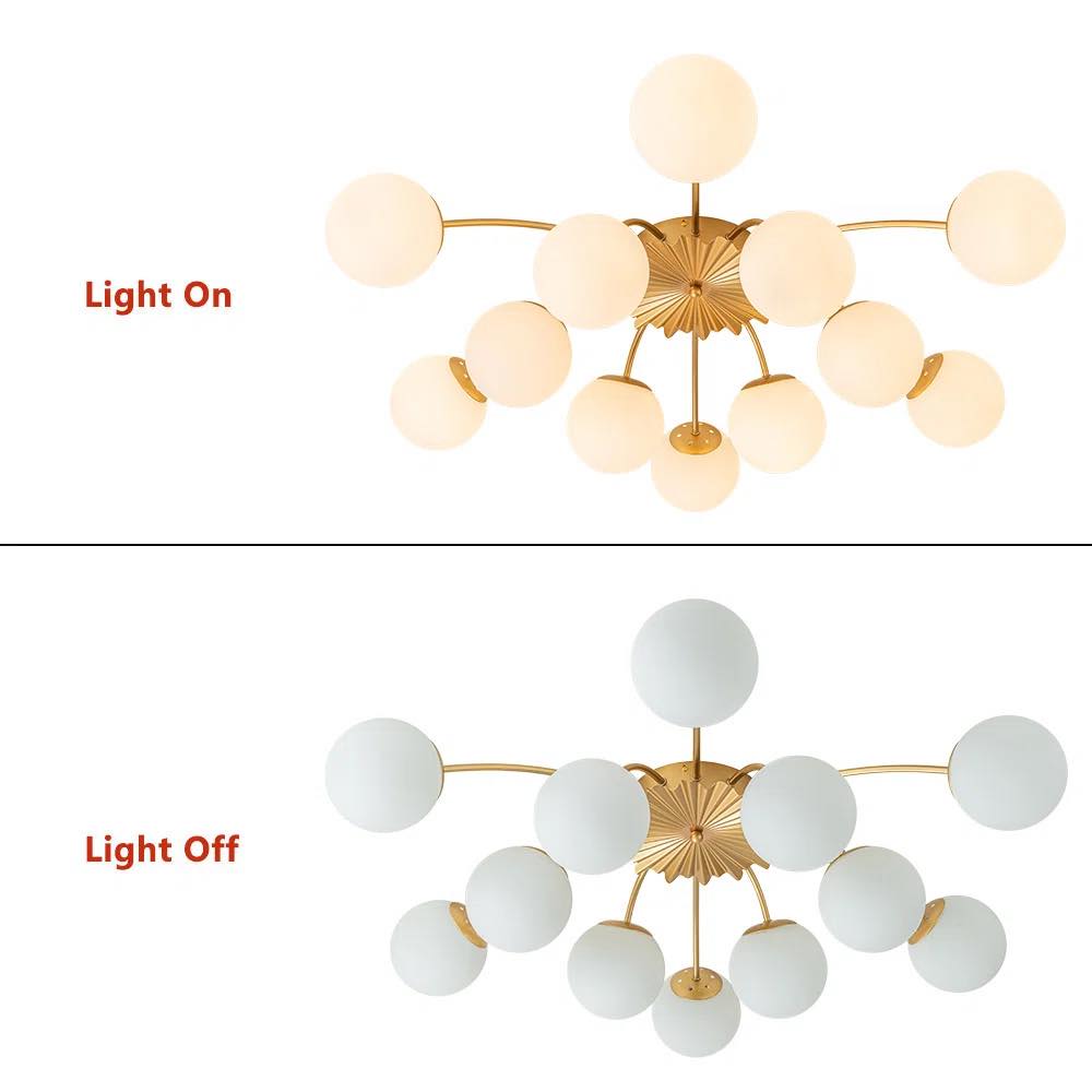 Carren Sputnik Glass Semi Flush Mount Light