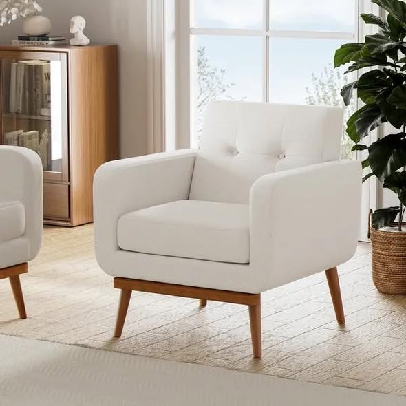 Tufted-Fabric-Upholstered-Accent Chair