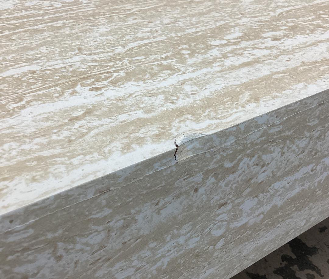 Mid Century 46 in. Brown Rectangle Wood Coffee Table with Faux Marble Tabletop and Fluted Drawer