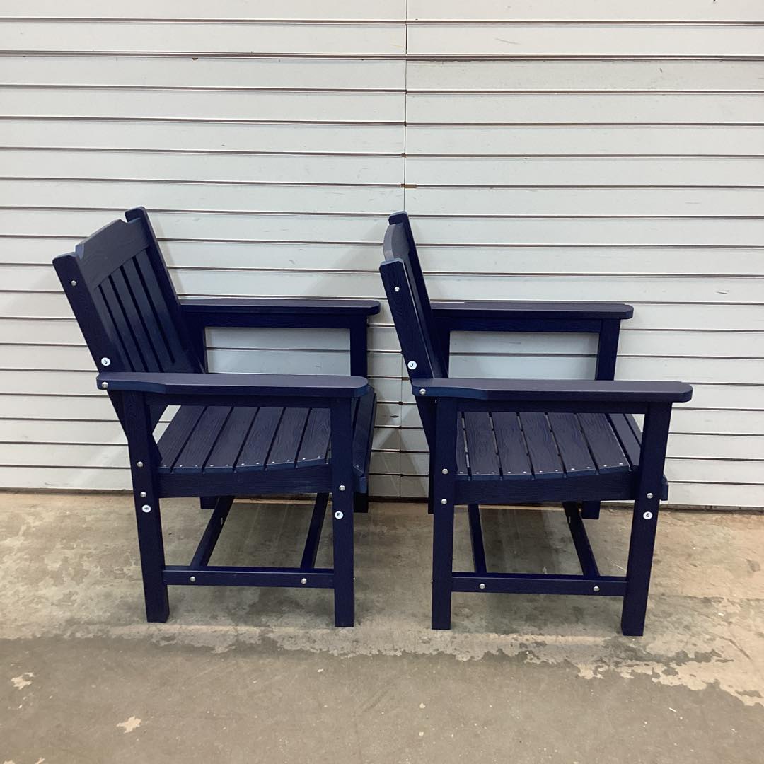 HIPS Patio Chair Set Of 2,Outdoor Dinning Chair With Vertical Backrest,380Lbs Capacity Chairs For Garden, Porch And Backyard,Navy Blue