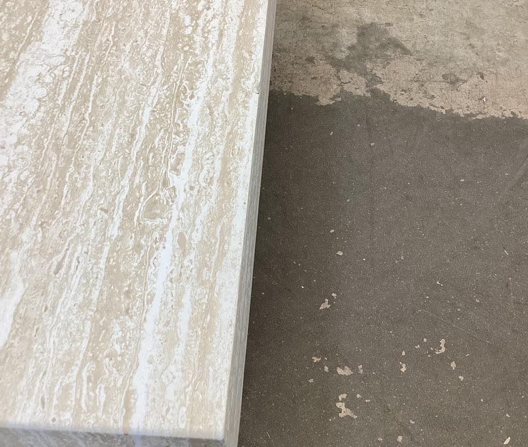 Mid Century 46 in. Brown Rectangle Wood Coffee Table with Faux Marble Tabletop and Fluted Drawer