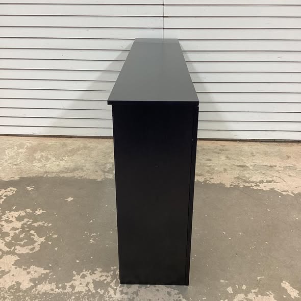 FABATO 61'' Fluted Long Console Table with 2 Hidden Storage Cabinets for Entrance, Hallway, Living Room, Foyer, Black