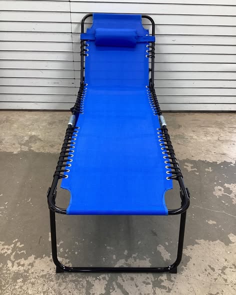 Portable Reclining Chaise Lounge Chair - 5-Position Adjustable Backrest, Removable Pillow & Side Pocket, Folding Sun Lounger