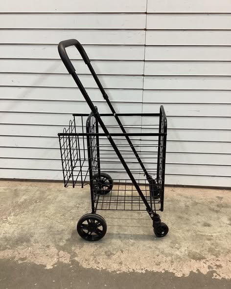 Folding Shopping Cart with Swiveling Wheels and Dual Storage Baskets