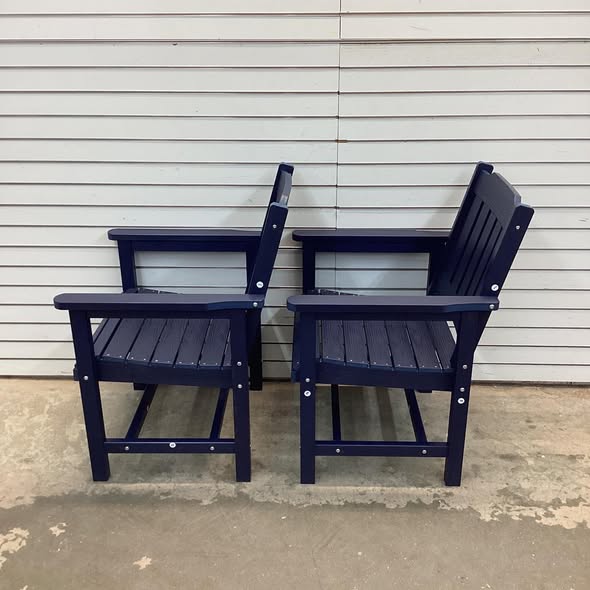 HIPS Patio Chair Set Of 2,Outdoor Dinning Chair With Vertical Backrest,380Lbs Capacity Chairs For Garden, Porch And Backyard,Navy Blue