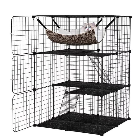 Costway 3 Tier Cat Enclosure with Comfy Hammock