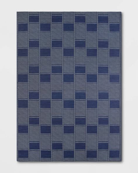 Threshold 7'x10' Checkered Bricks Rectangular Woven Outdoor Area Rug Indigo
