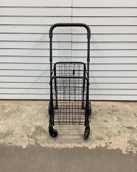 Folding Shopping Cart with Swiveling Wheels and Dual Storage Baskets