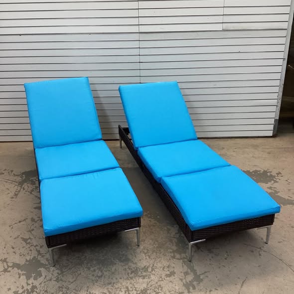 Homrest 2PCS Patio Rattan Chaise Lounge Chair Outdoor Wicker Recliner Thickened Cushion Stepless Adjustable with Gas Cylinder