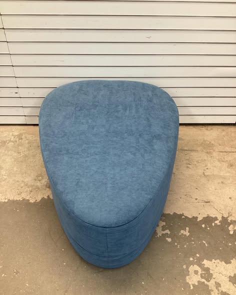 44 in. Wide Modern Blue Cheese Block Design Cotton Home Triangle Cocktail Ottoman