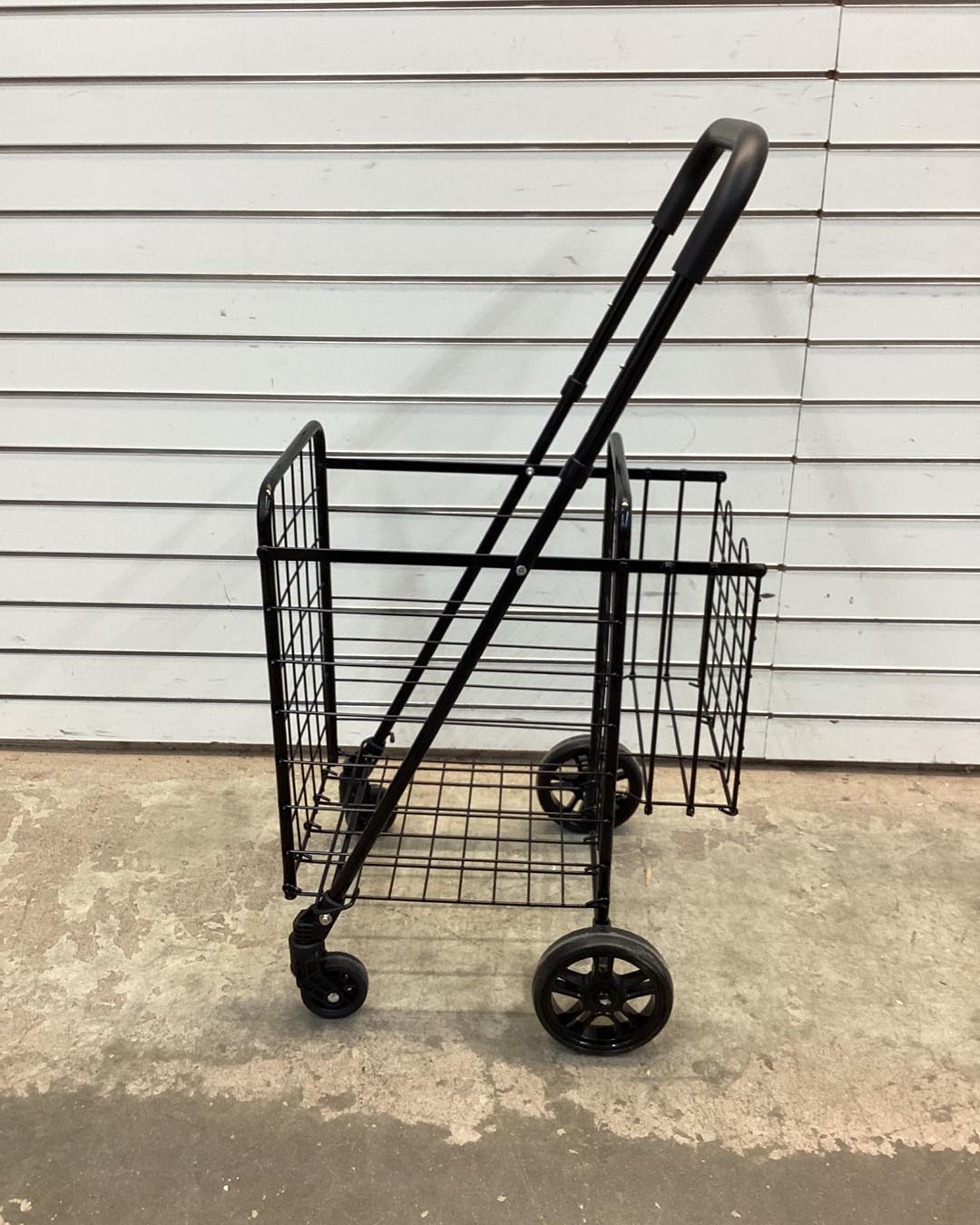 Folding Shopping Cart with Swiveling Wheels and Dual Storage Baskets