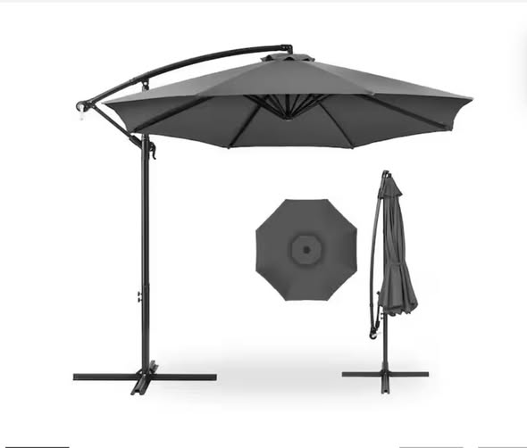 Best Choice Products 10 ft. Aluminum Offset Round Cantilever Patio Umbrella with Easy Tilt Adjustment in Gray