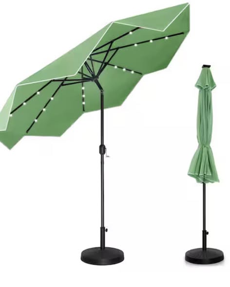 Phi Villa 9 ft. Metal Market Solar Tilt Patio Umbrella With Lights and Falbala Design