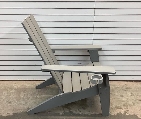 Mximu Oversize Modern Grey Plastic Outdoor Patio Adirondack Chair with Cup Holder