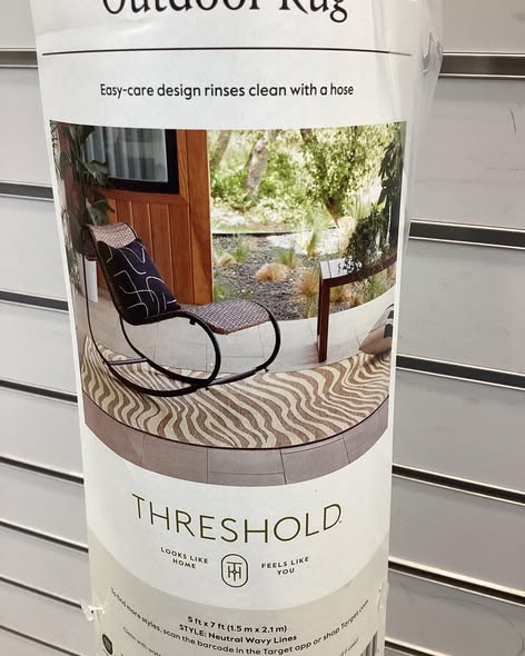 Threshold Wavy Lines Outdoor Area Rug in Beige/Natural Brown