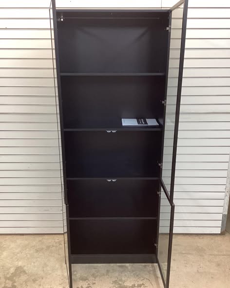 Curio Display Cabinet with Light, 5-Tier Storage Shelves with Pop-up Glass Doors & 3 Color LED Light