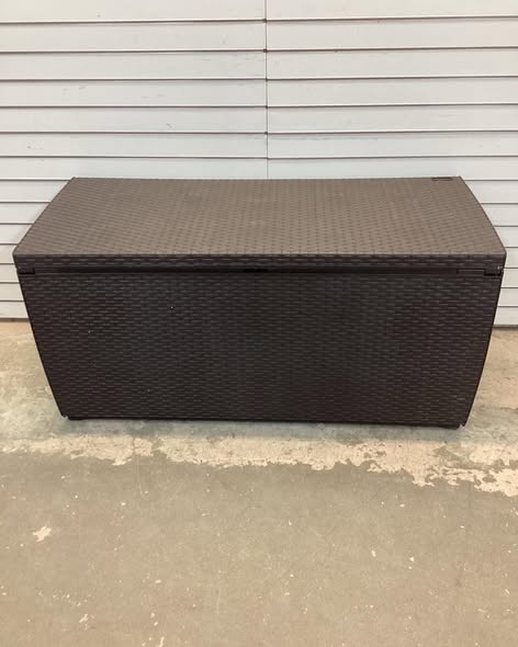 Keter Capri 80 Gal. Brown Durable Resin Plastic Deck Box Outdoor Storage For Patio Lawn and Garden