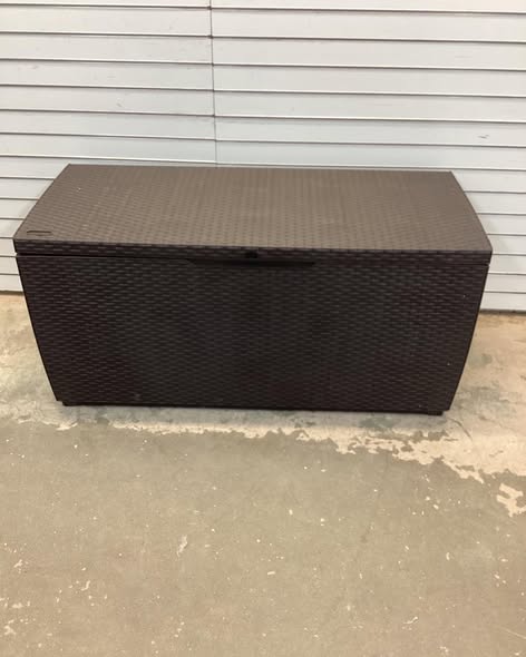 Keter Capri 80 Gal. Brown Durable Resin Plastic Deck Box Outdoor Storage For Patio Lawn and Garden