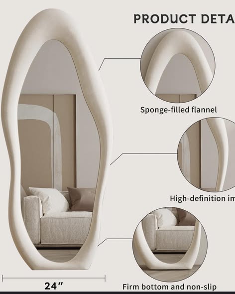 Susannah Full Length Mirror 63"X24", Irregular Wavy Mirror