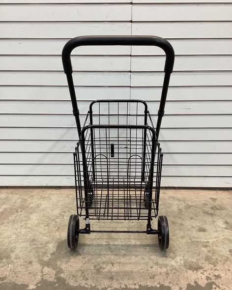 Folding Shopping Cart with Swiveling Wheels and Dual Storage Baskets