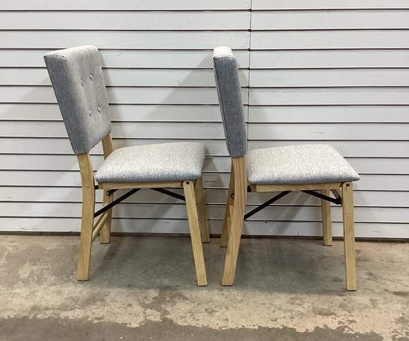 Costway Foldable Dining Chair Set of 2 Armless Kitchen Chair with Padded Seat and Tilt Backrest