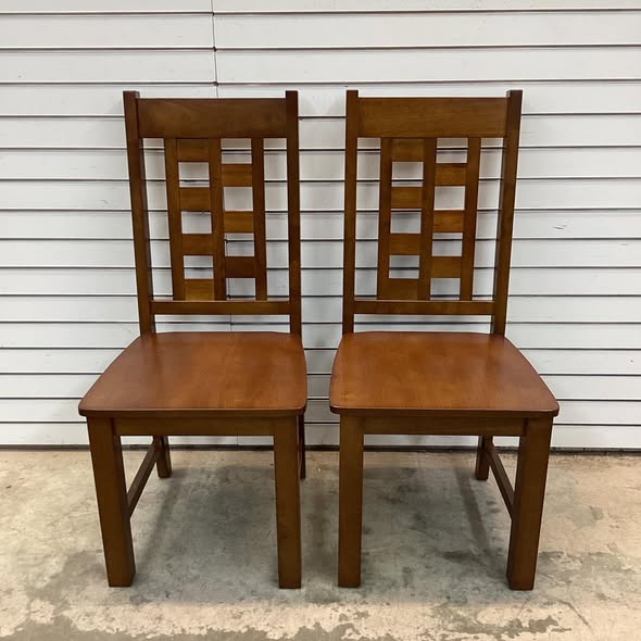 Wooden Dining Chairs Set of 2 Kitchen Chair with Solid Rubber Wood Frame
