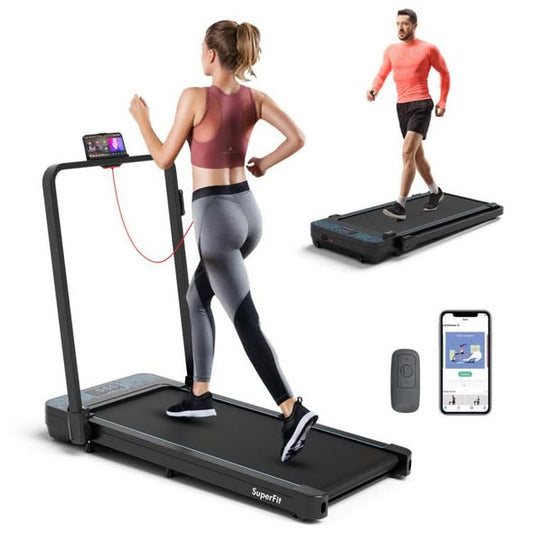 2 in 1 Folding Treadmill with 300 LBS Capacity and Remote Control for Home