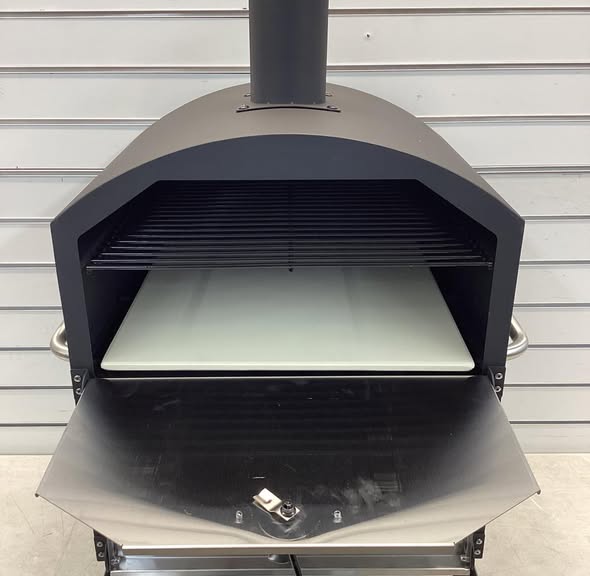 Brand new Costway Outdoor 16 Inch 2-Layer Wood Fired Pizza Oven with Square Stone