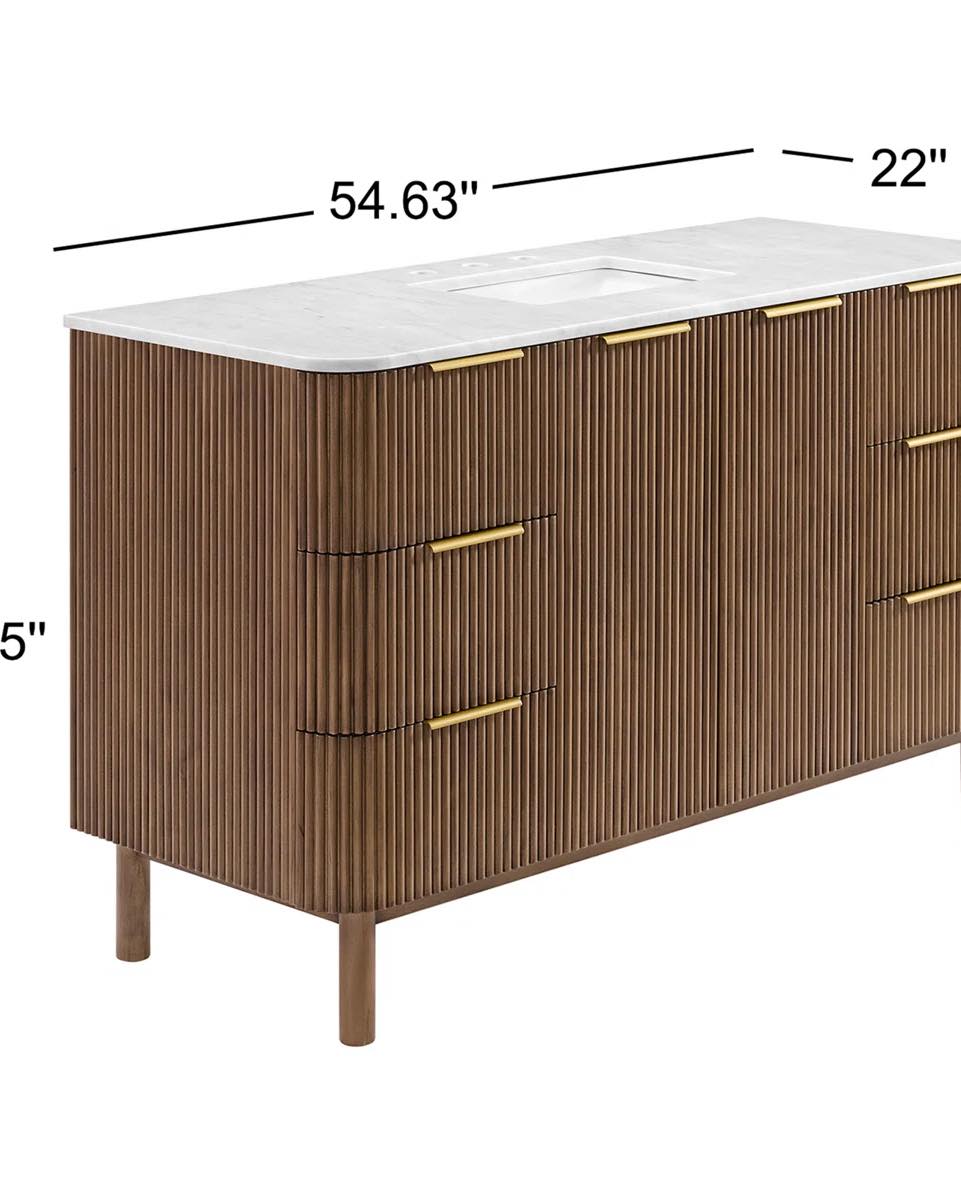 Nova 55" Marble Top Single Sink Bathroom Vanity