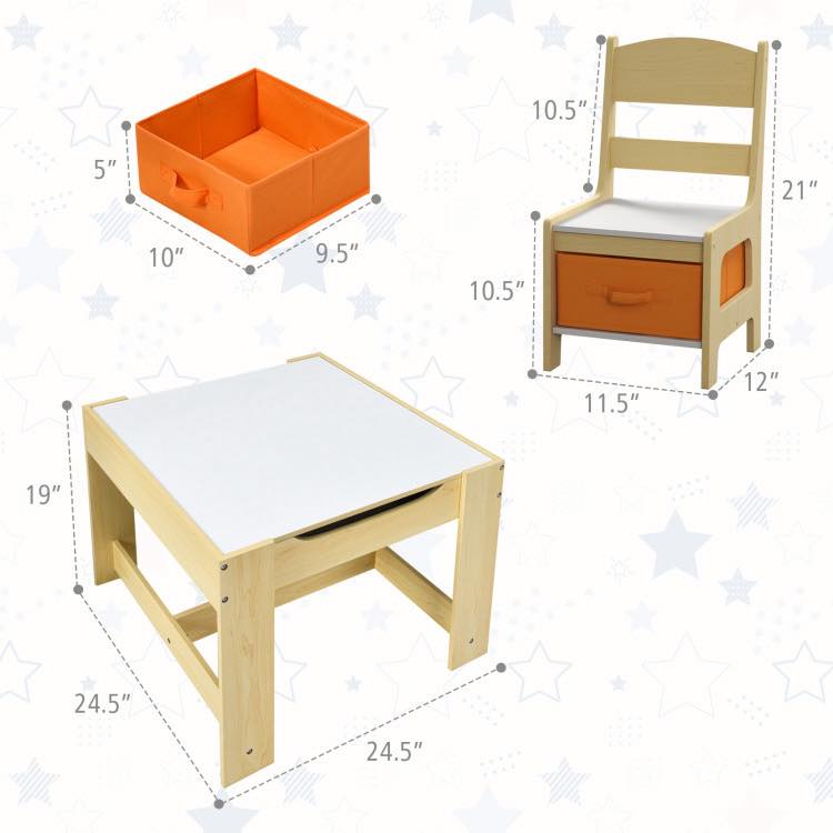 Brand new Kids Table Chairs Set With Storage Boxes Blackboard Whiteboard Drawing