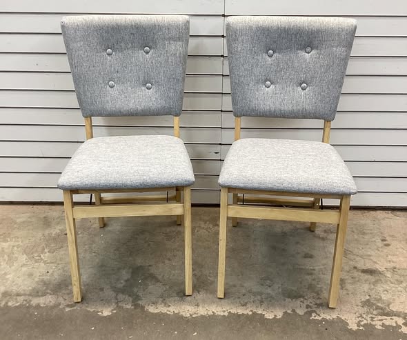 Costway Foldable Dining Chair Set of 2 Armless Kitchen Chair with Padded Seat and Tilt Backrest