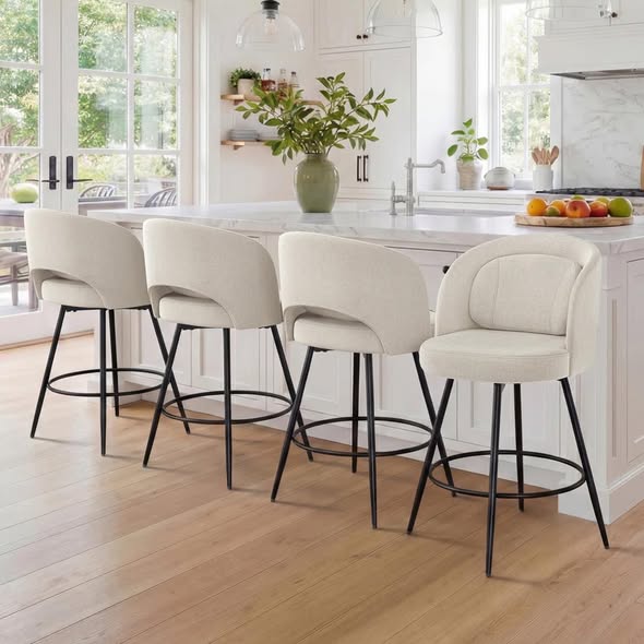 Audrey 26''H Swivel Counter Stools With Metal Frame