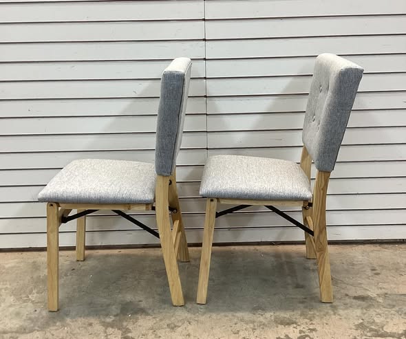 Costway Foldable Dining Chair Set of 2 Armless Kitchen Chair with Padded Seat and Tilt Backrest