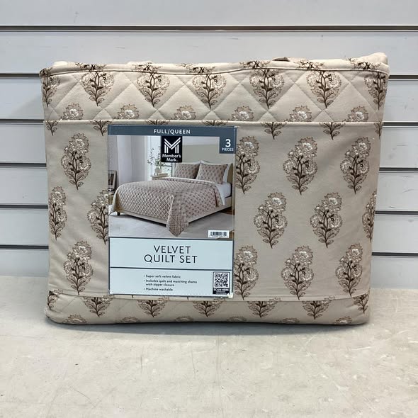 Member's Mark 3-Piece Printed Velvet Quilt Set - Full/Queen Size