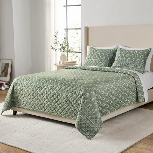 Member's Mark 3-Piece Printed Velvet Quilt Set - Full/Queen Size