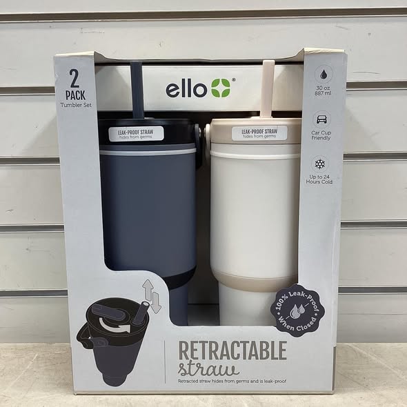 Ello Oasis Go 30oz Leak-Proof Stainless Steel Tumbler, 2 Pack