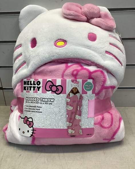Kids’ Plush Hooded Throw with Faux Fur Lining, 40" x 50" hello kitty .