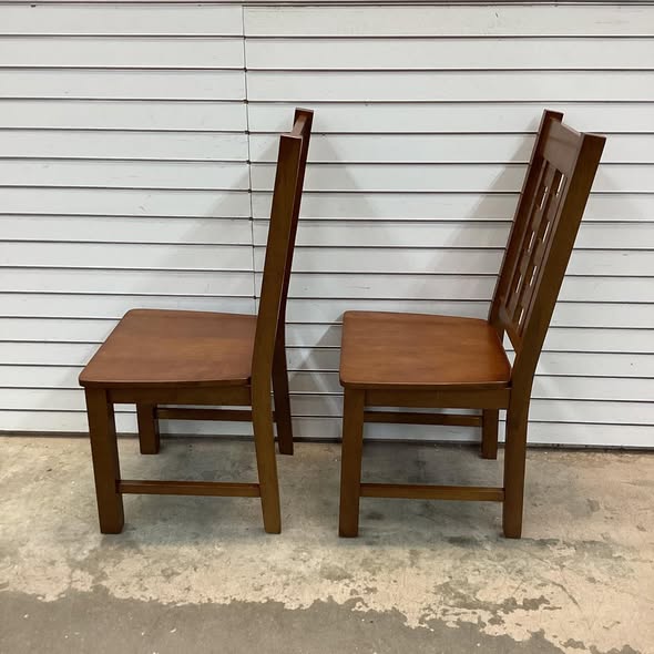 Wooden Dining Chairs Set of 2 Kitchen Chair with Solid Rubber Wood Frame
