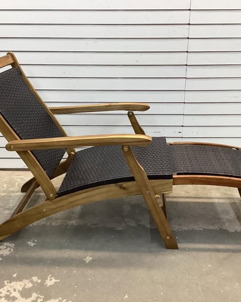 Costway Patio Folding Rattan Lounge Chair Wooden Frame W/ Retractable Footrest