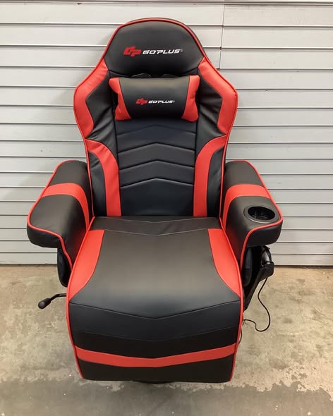 Goplus Massage Gaming Recliner Reclining Racing Chair Swivel Red.