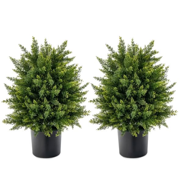 Brand new Costway 22'' Artificial Cedar Topiary Ball Tree 2-Pack Faux Shrub Bush Trees for Decor