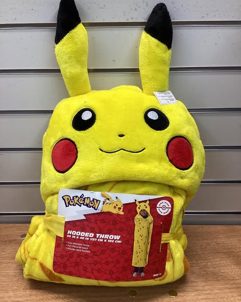 Brand New Pokemon Kids’ Plush Hooded Throw with Faux Fur Lining, 40" x 50"
